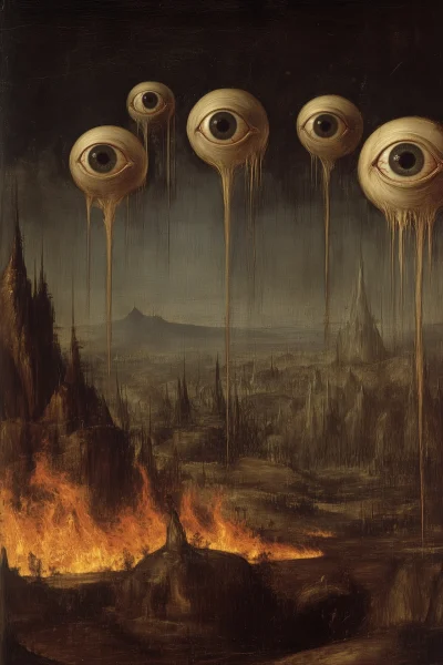 Surrealistic Landscape of Eyes