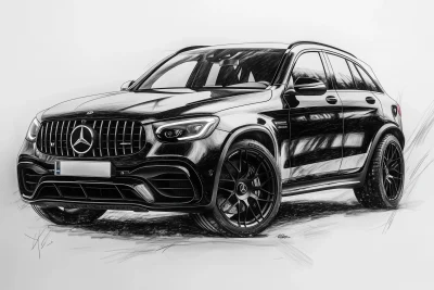 Black and White AMG GLC 63 Drawing