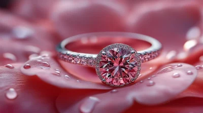 Diamond Ring on Flower Petal