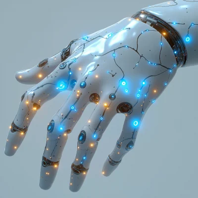 Futuristic Hand and Circuit