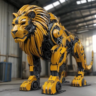 Hyper Realistic Yellow Transformer Lion Parts