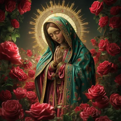 Virgin of Guadalupe with Red Roses