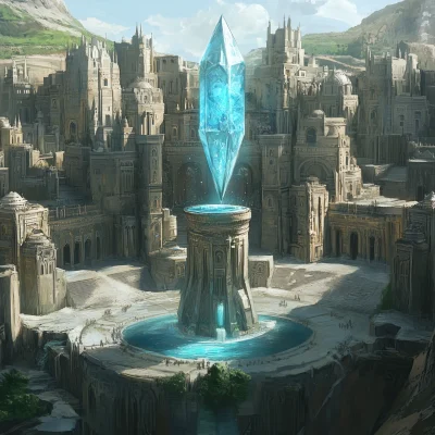 Fantasy City with Crystal Fountain