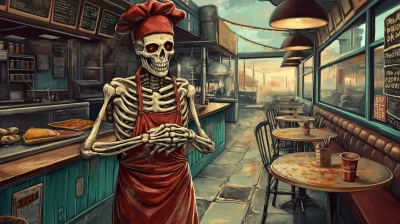 Skeleton Chef Fast Food Joint