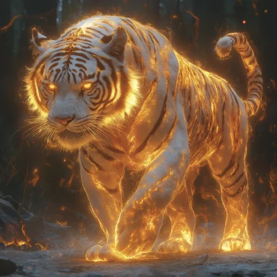 Glowing Amber Energy Tiger