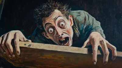 Crazed Man Emerging from Coffin