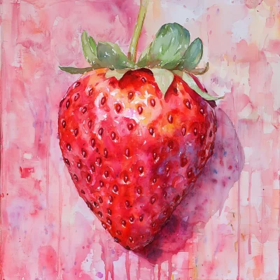 Abstract Strawberry Watercolor