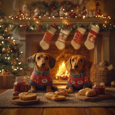 Cozy Christmas with Dachshunds