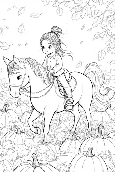 Rider Girl in Pumpkin Patch