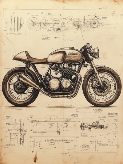 Motorcycle Parts Poster