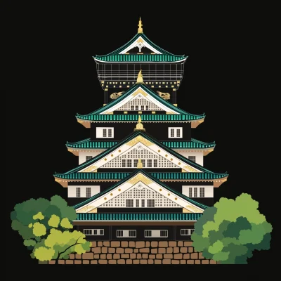 Osaka Castle Illustration