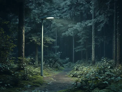 Forest with Streetlamp