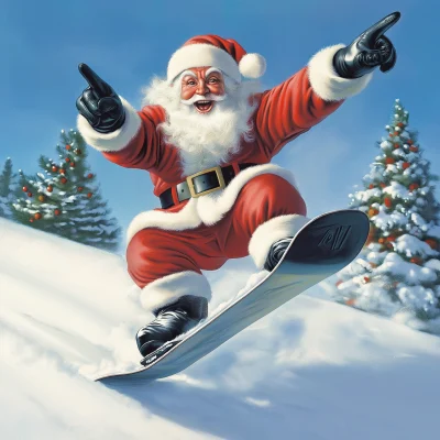 Santa on a Snowboard