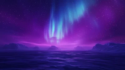 Aurora Borealis Over Snowy Landscape