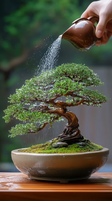 Watering a Bonsai Tree