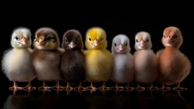 Line of Adorable Chicks