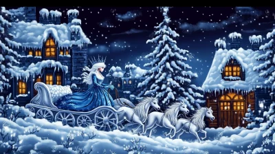 Snow Queen in Ice Carriage