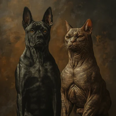 boneless dog and muscular cat