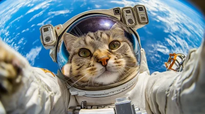 Tabby Cat Astronaut Selfie