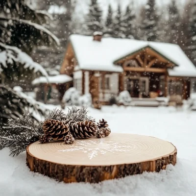 Snowy Podium in Forest