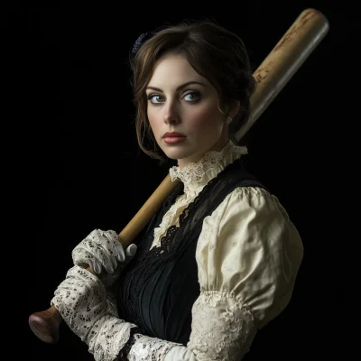 Victorian Woman with Baseball Bat