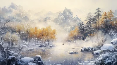 Winter Landscape Ink Painting