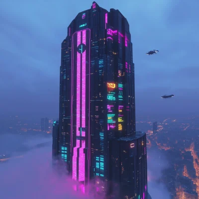 Brutalist Cyberpunk Skyscraper