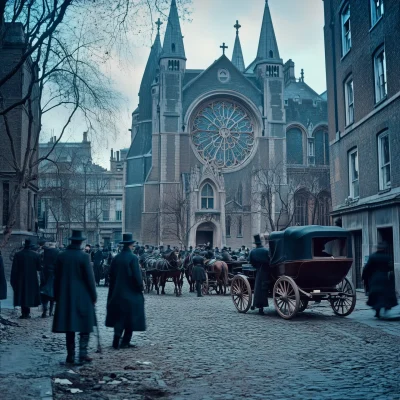 Vintage London Church Scene