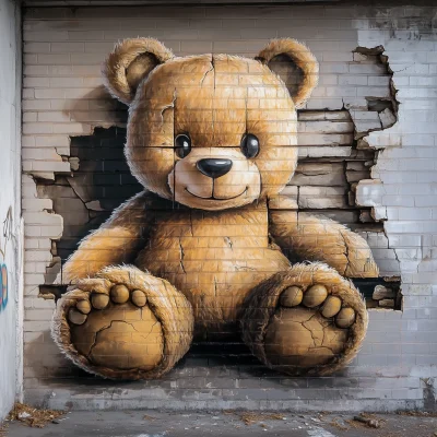 Teddy Bear Anamorphic Illusion