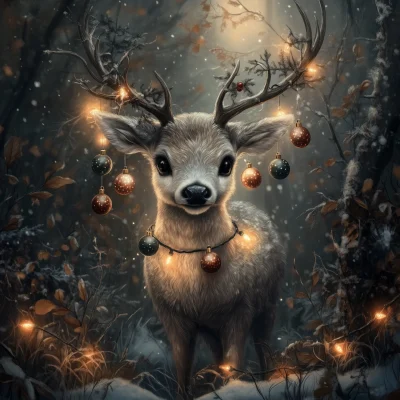 Majestic Winter Deer