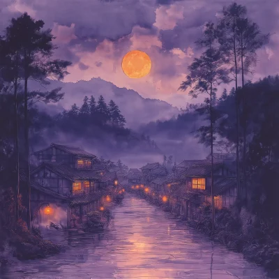 Japanese Village in Purple