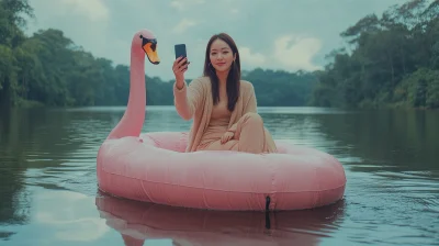 Selfie on a Swan Paddle Boat