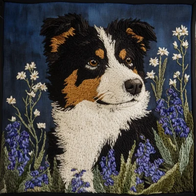 Bourne Mountain Dog with Bluebells