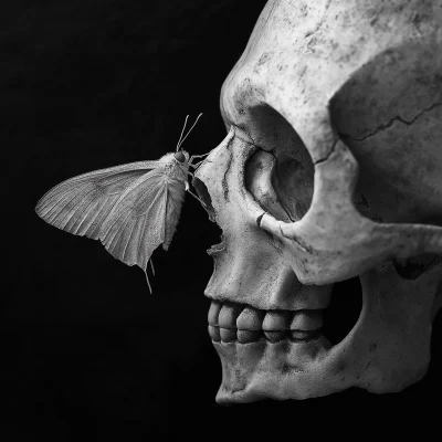 Moth on Skull