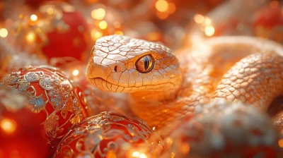 Golden Snake in Festive Decor