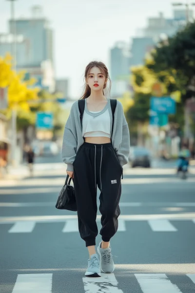 Korean woman in sports shoes