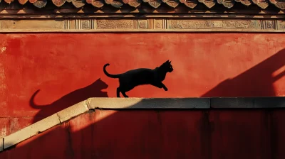 Leaping Cat Silhouette