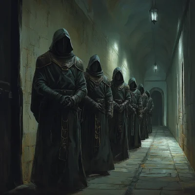 Squad of Soldiers in Dark Corridor