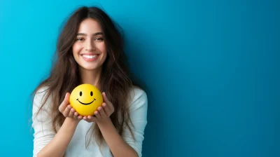 Happy Woman with Smiley Ball