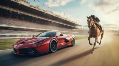 Ferrari Racing a Horse