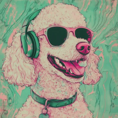 Smiling Poodle in a Trippy World