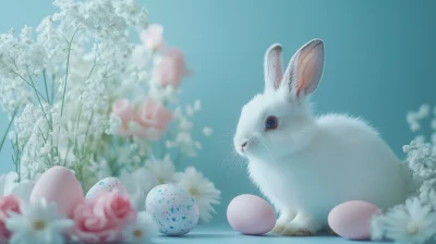 Cute Rabbit with Easter Eggs