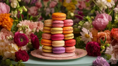 Colorful Macarons on Plate