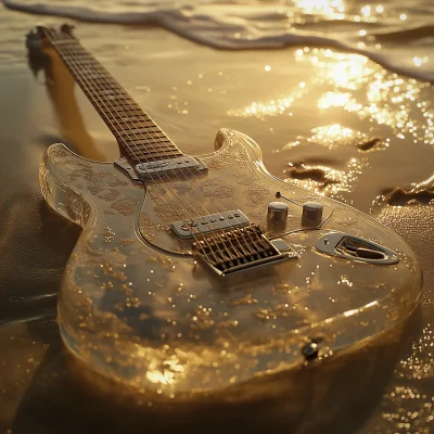 Futuristic Guitar in the Rain