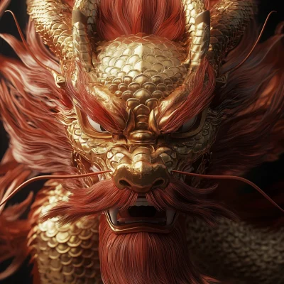 Realistic Chinese Golden Dragon