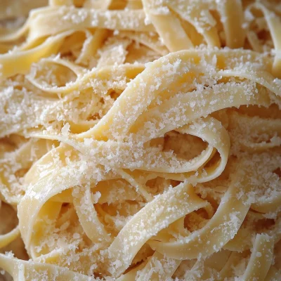 Close Up of Fettuccine Alfredo