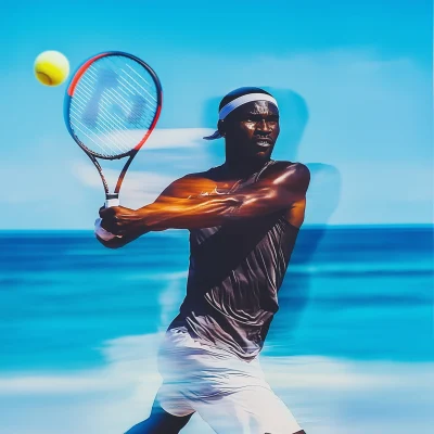 Beach Tennis Player in Action