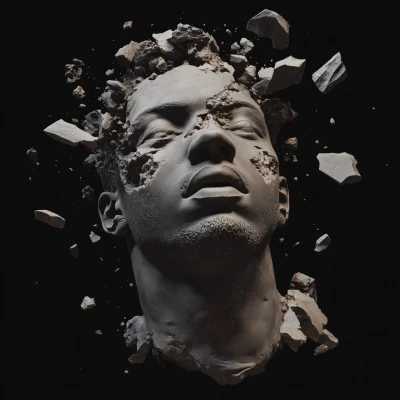 Exploding Greek Portrait Statue