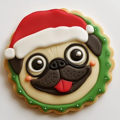 Pug Christmas Cookie