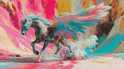 Majestic Pegasus in a Colorful Landscape